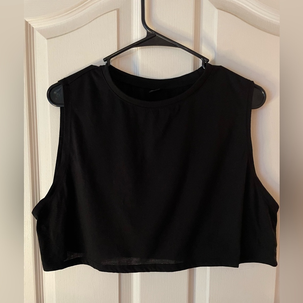 Black deep cut sleeve crop top. Great for girls with smaller chests!!!